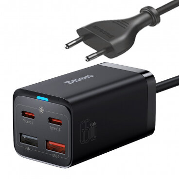 Incarcator Retea GaN3 Pro 65W 3A 2 x USB-A - 2 x USB-C Negru CCGP040101