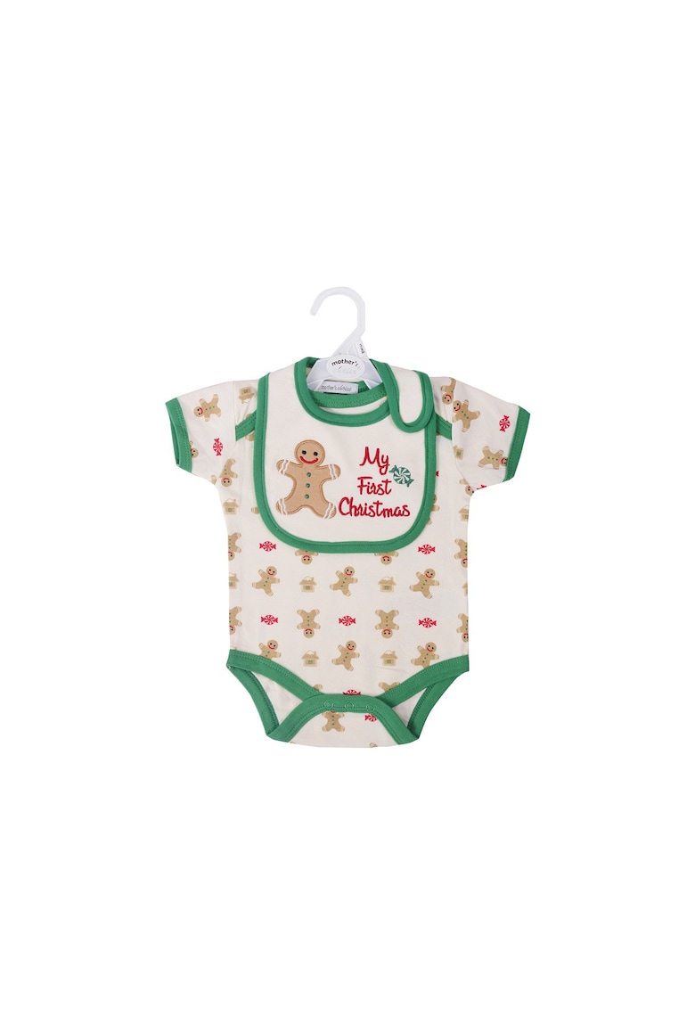Set Craciun pentru bebelusi - 2 piese din bumbac - model My First Christmas