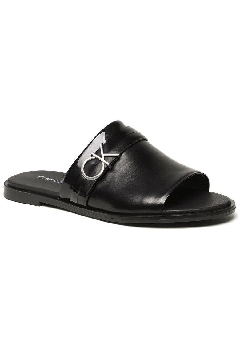 Slapi din piele ecologica cu detaliu logo