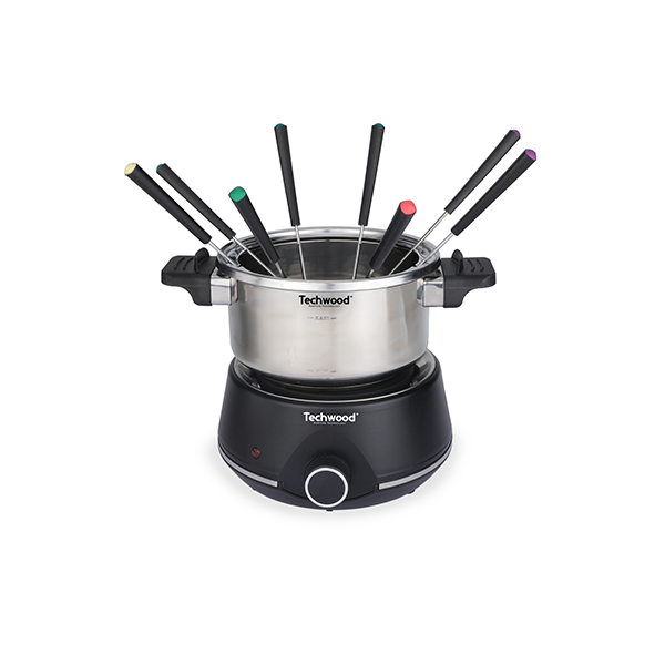 Set Fondue Electric Techwood TF-1508, 8 Persoane, Vas Inox Detașabil, 2L, 1400W