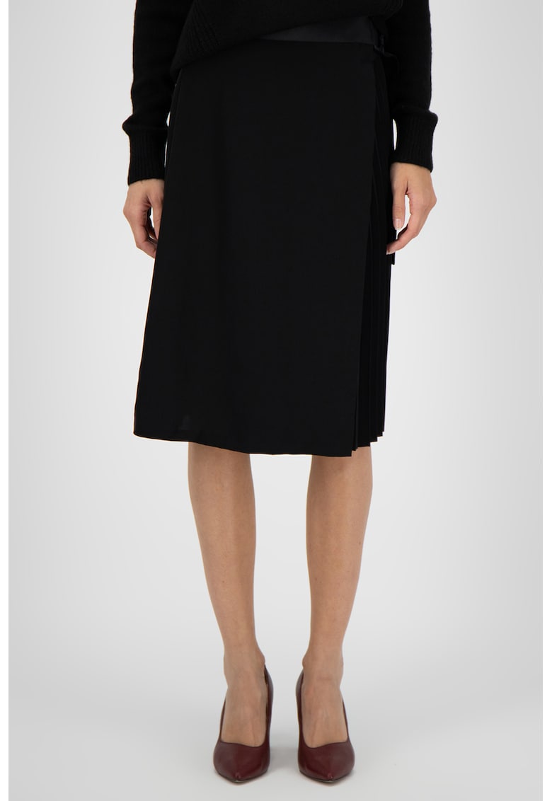 Fusta midi cu croiala petrecuta - Negru