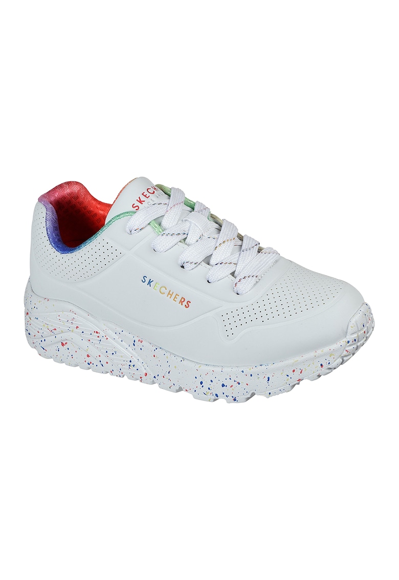 Pantofi sport cu talpa cu pete decorative Uno Lite - Rainbow - Alb