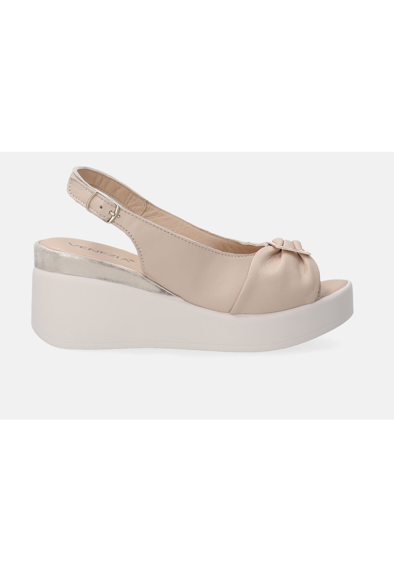 Sandale Din Piele Cu Talpa Ortopedica Si Bareta La Spate