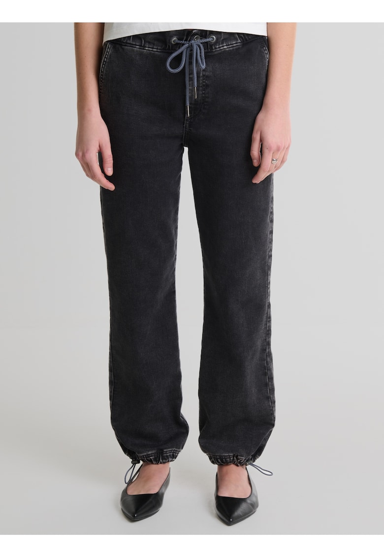 Blugi dama Robbin 919 - negri - croiala larga - denim moale - tiv reglabil