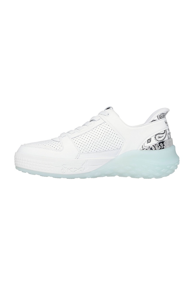 Pantofi sport cu garnituri de piele Sizzle- Snoop Dog - Alb/Albastru azur
