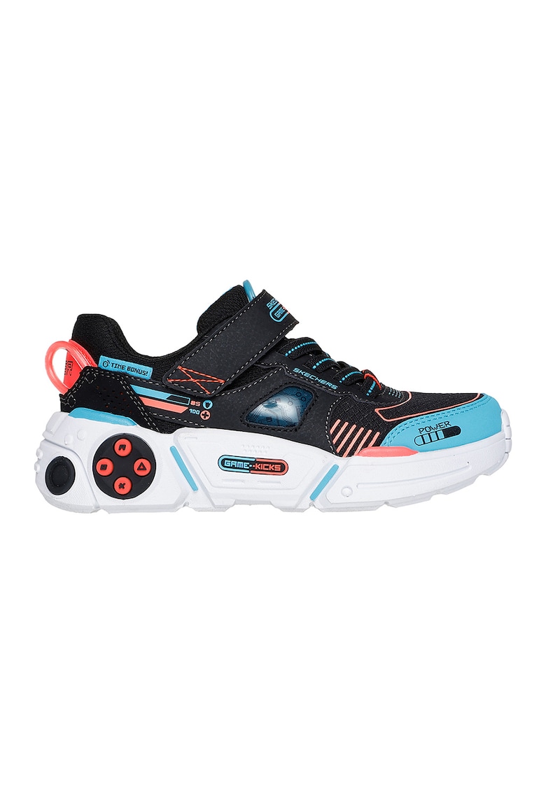 Pantofi sport cu velcro Game Kicks: Gametronix - Negru/Albastru deschis