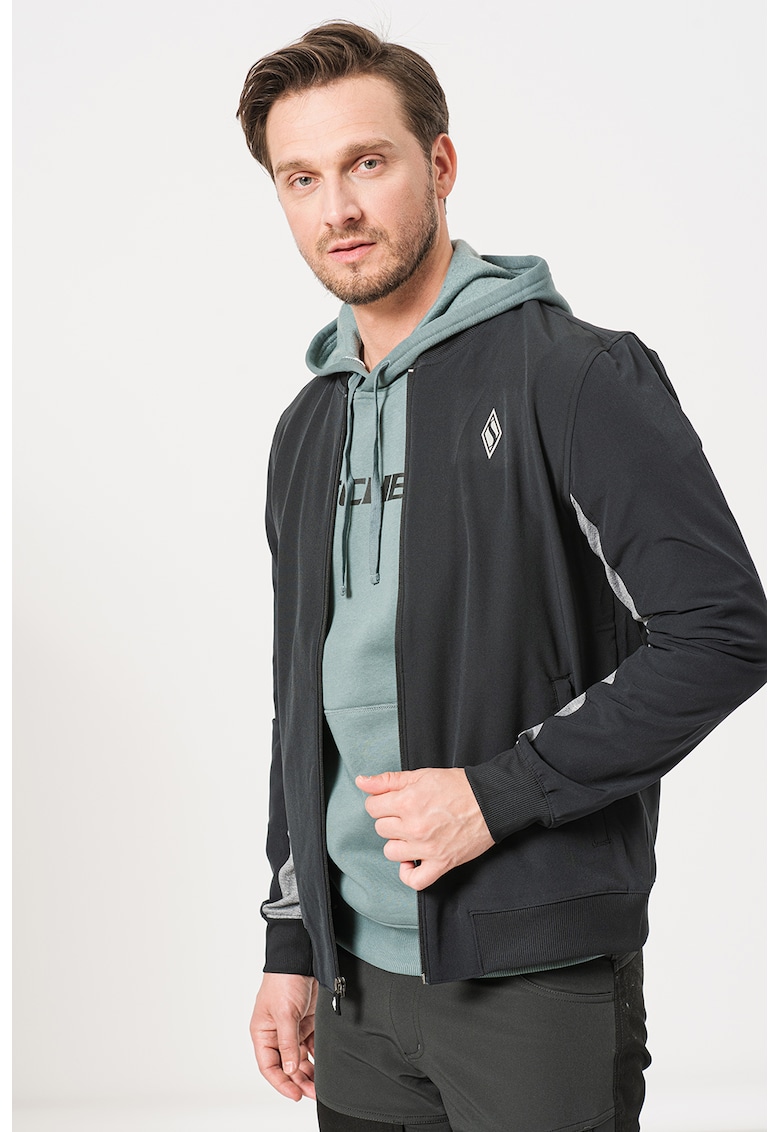 Bluza sport cu fermoar si buzunare oblice pentru fitness Skechweave - Negru