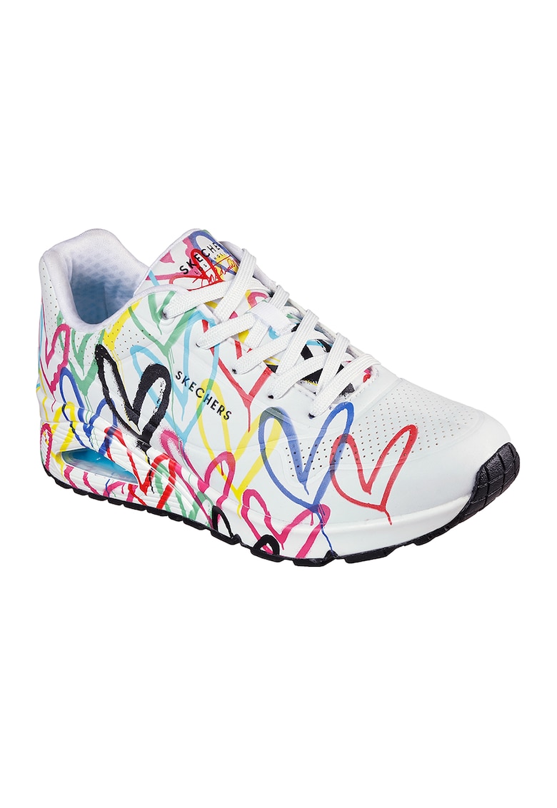 Pantofi sport cu talpa wedge Uno Spread The Love - Rosu/Alb/Albastru