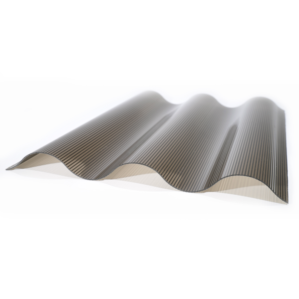 Placa policarbonat ondulata Polyplast Puls 76/18, bronz, grosime 1 mm, 2000 x 1060 mm