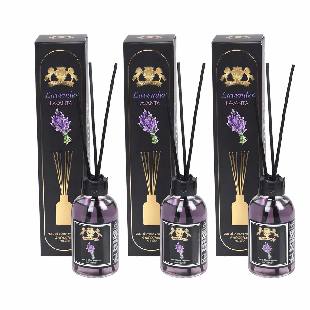 Set 3 Difuzoare de Camera cu Betisoare Golden Silva Lavender, 3 x 110ml