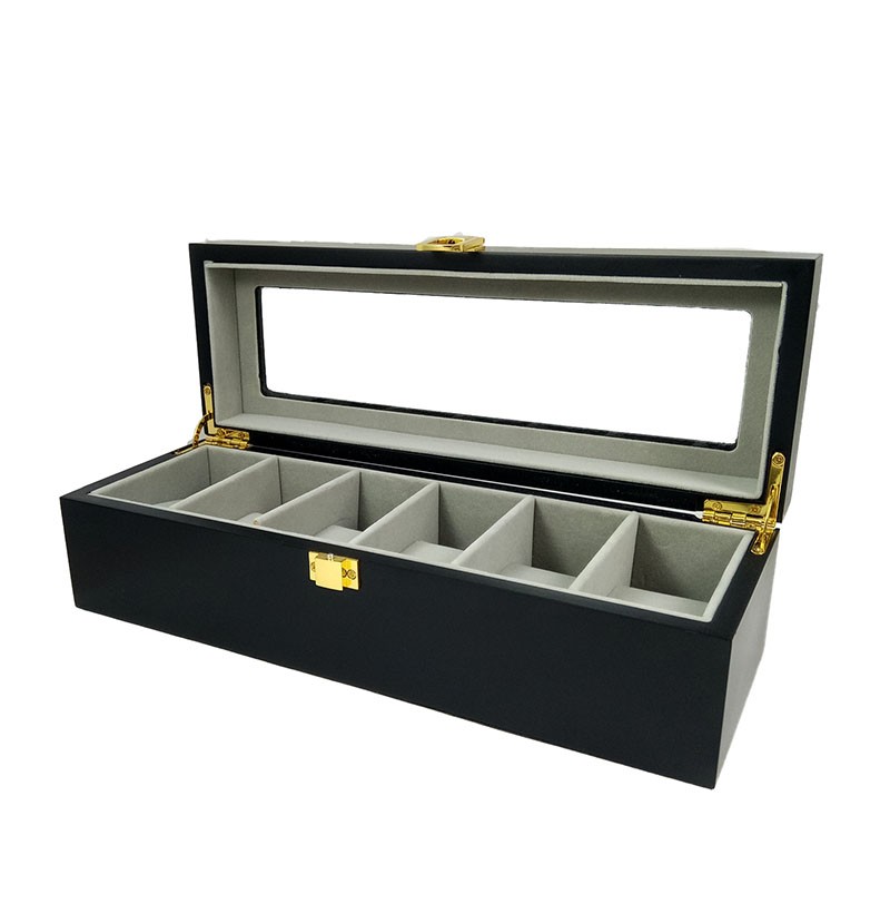 Cutie Depozitare Ceasuri Lemn 6 Spatii Neagra CDL023