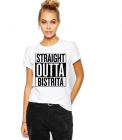 Tricou dama alb Straight Outta Bistrita