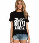 Tricou dama negru Straight Outta Craiova