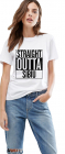 Tricou dama alb Straight Outta Sibiu