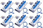Riser PCI iUni V008S Set 6 buc PCI E 1X 16X cablu 6 pini USB 3 0 minin