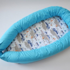 Baby nest 0 8 luni 3 in 1 culcus protectie patut si saltea Bleu cu mun