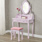 SER103 Set Masa roz toaleta cosmetica machiaj oglinda masuta vanity