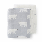 Set 2 paturici muselina de infasat din bumbac organic Polar bear 120x1