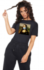 Tricou dama negru Mona Lisa in Pandemie