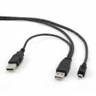 Cablu de date USB2 0 conectori dual USB A la mini USB 5PM lungime cabl