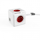 Priza cu prelungitor Power Cube 1402RD Extended USB Red