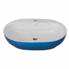 Lavoar oval Sanitop Apolo montaj blat ceramica alb albastru 42 5 x 42 