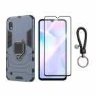 Set protectie 2 in 1 pentru Xiaomi Redmi 9A cu husa hybrid antisoc cu 