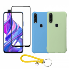 Set protectie 3 in 1 pentru Huawei Y9 Prime 2019 cu 2 huse din silicon