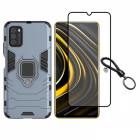 Set protectie 2 in 1 pentru Xiaomi Poco M3 cu husa hybrid antisoc cu s