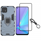 Set protectie 2 in 1 pentru Oppo A72 5G cu husa hybrid antisoc cu stan