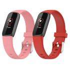 Set 2 curele sport pentru bratara fitness Fitbit Luxe din silicon rosu