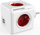 Priza prelungitor Allocacoc PowerCube Original 2x USB 4x Schuko Red