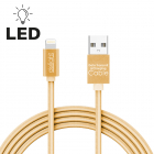 Cablu de date iPhone lightning cu lumin LED auriu 1 m