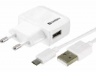 Incarcator retea Sandberg 440 59 1x USB A 1A cablu micro USB alb
