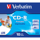 Verbatim CD R 52X 700MB FAST DRY PRINTABLE JC