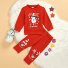 Pijama rosie pentru copii Snowman