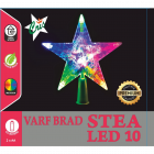 Varf brad tip stea Craciun Cris 10 LED uri multicolore 15 5 cm aliment