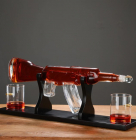 Set pentru Cognac Whiskey Sticla decantor AK47 4 pahare si suport din 