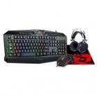 Kit tastatura mouse si mousepad S112 Gaming Essentials 4 in 1 RGB Blac