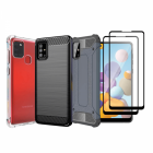 Set protectie 5 in 1 pentru Samsung Galaxy A21S SM A217 cu 3 huse anti