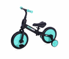 Bicicleta de echilibru 2 in 1 cu pedale si roti auxiliare black turqui