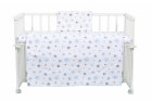 Set lenjerie 4 piese Mini Cot Blue and Grey Stars white