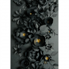 Covor modern Black Flower 100 PES imprimeu digital cu flori negru auri