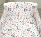 Set lenjerie din bumbac 3 piese cu protectie laterala pentru pat bebel
