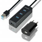 Hub USB HUE S2BP 4x USB3 0 incarcare MicroUSB AC Adapter