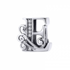 Talisman charm din Argint 925 KRASSUS Letter E cu Zirconiu pentru brat