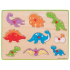 Puzzle din lemn incastru Dinozauri 9 piese