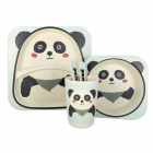 Set de masa pentru copii model panda 5 piese din bambus