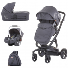 Carucior Chipolino Electra 3 in 1 silver cu cadru negru