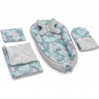 Set 5 in 1 Babynest Minky 2 perne 1 paturica si o saltea cu doua fete 